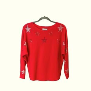 Red Sweater with Star Embellishments